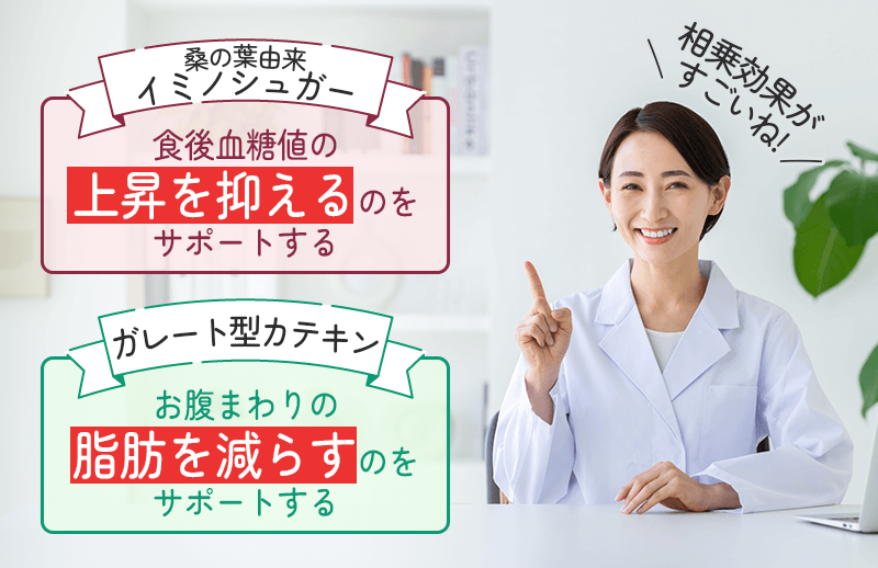 食後血糖値の上昇を抑えお腹周りの脂肪を減らす